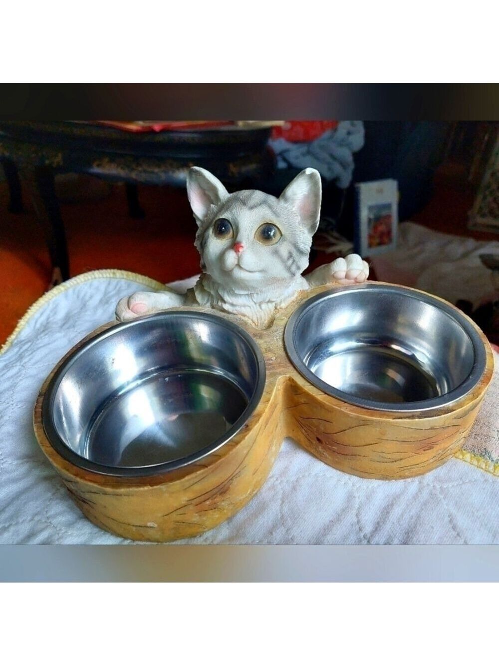 Vintage Kitten Feeding Station